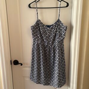 J.Crew Navy & White Printed Sleeveless Fit And Flare Dress – Size 10